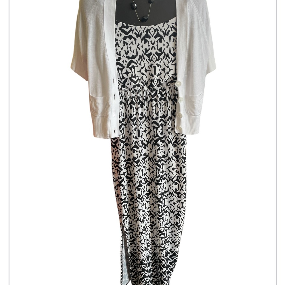 AB studio small black and white maxi dress sun dress vacation